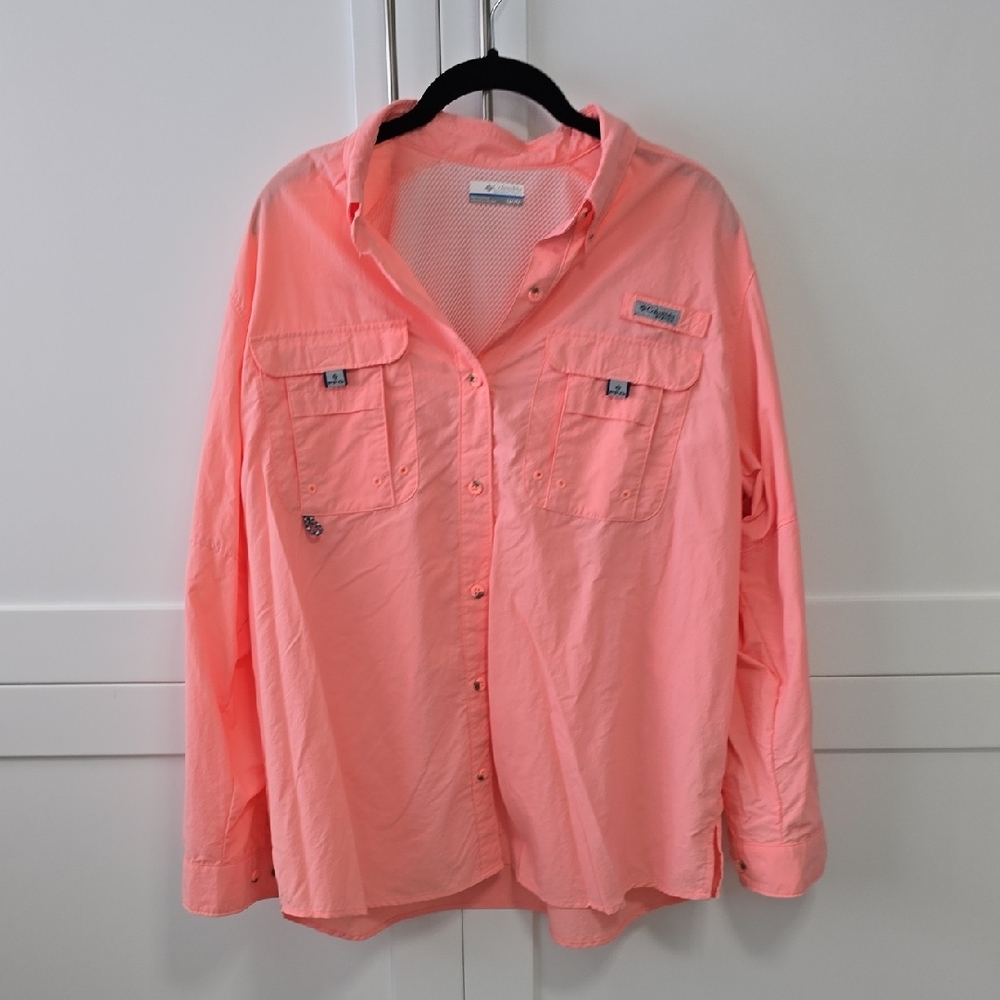 Columbia Peach Button-Up SPF Shirt